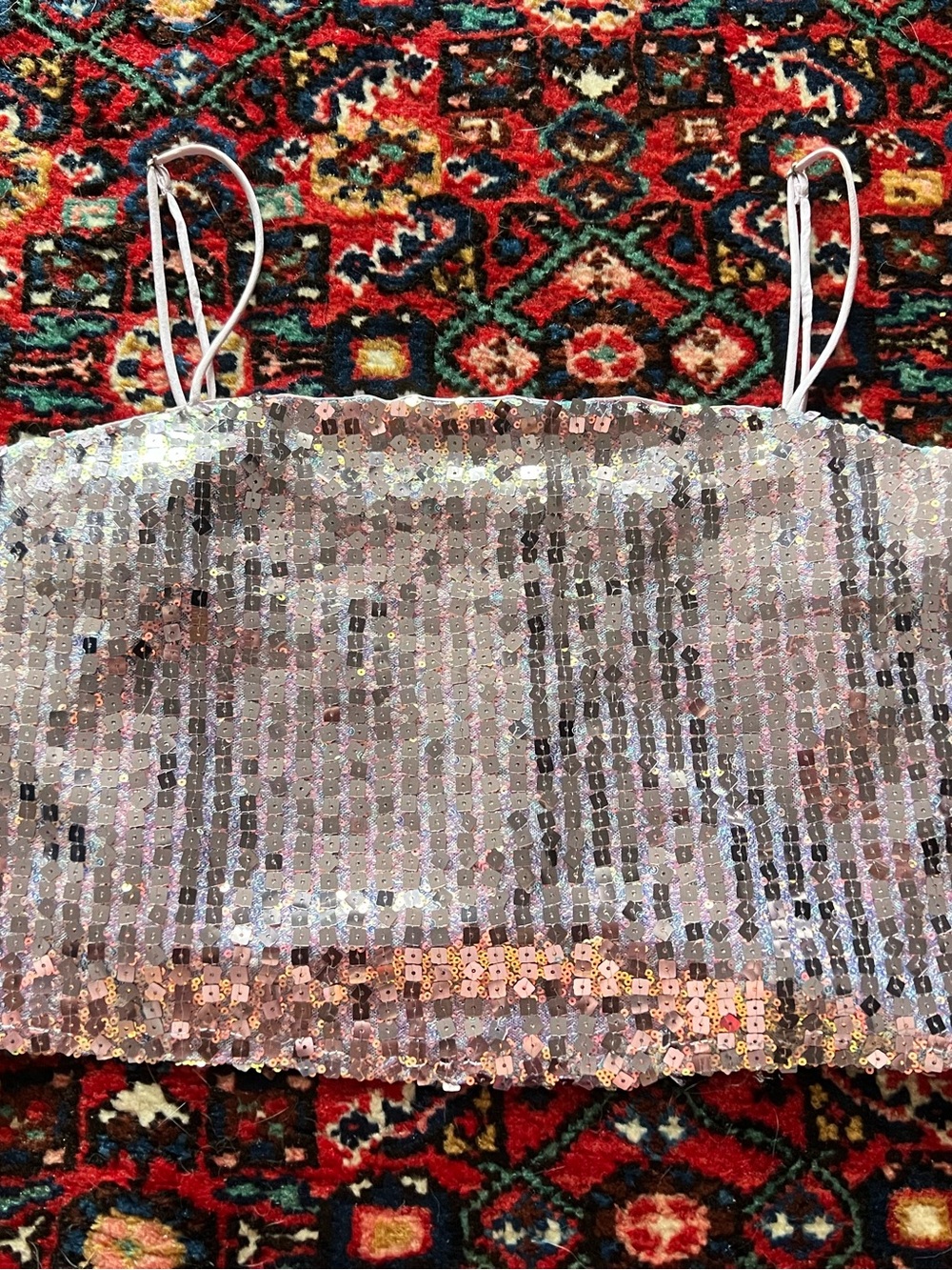Astr pink sequin crop top